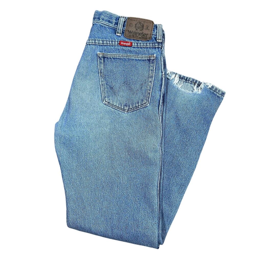 Vintage 90s Wrangler Jeans 34x31 Regular Fit Western Faded Denim Made In USA